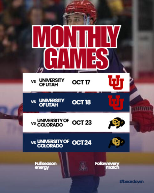 Hockey promotional schedule post, example draft. Maintaining proper U of A branding and the "sports" look. Hockey promotional schedule post, example draft. Maintaining proper U of A branding and the "sports" look.